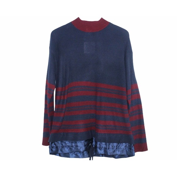 YAL NEW YORK WOMEN'S SIZE LARGE STRIPE TURTLENECK COLORBLOCK RUFFLE HEM SWEATER - Picture 1 of 7